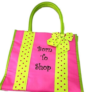 Mww Market Nwot Pink/Lime Green Small Bag,  "Born to Shop"